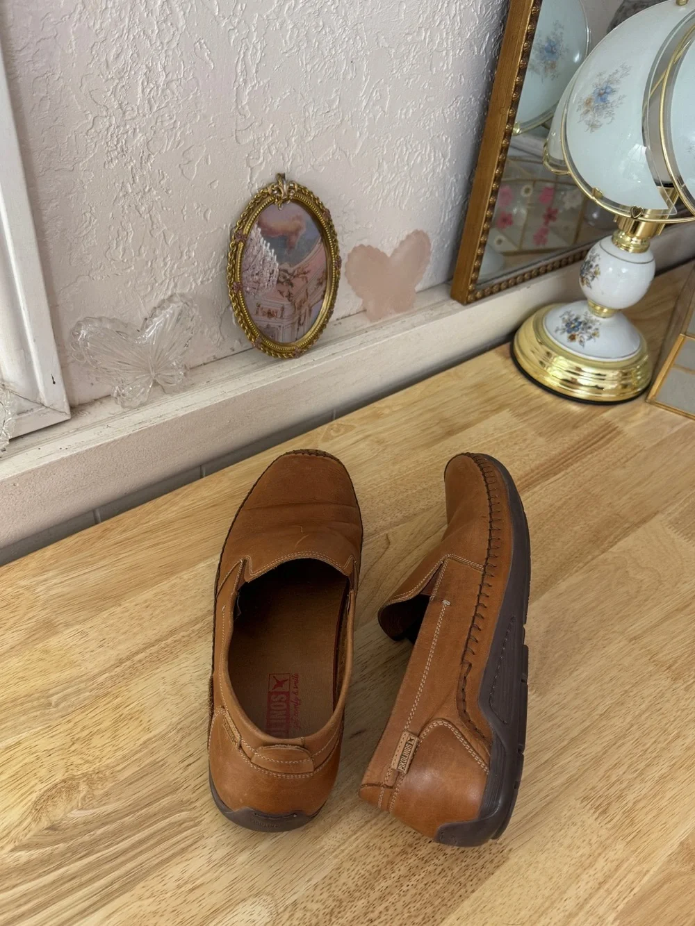 Pikolinos Brown Leather Slip-On Loafers Comfort Shoes EU 43 Classic Casual